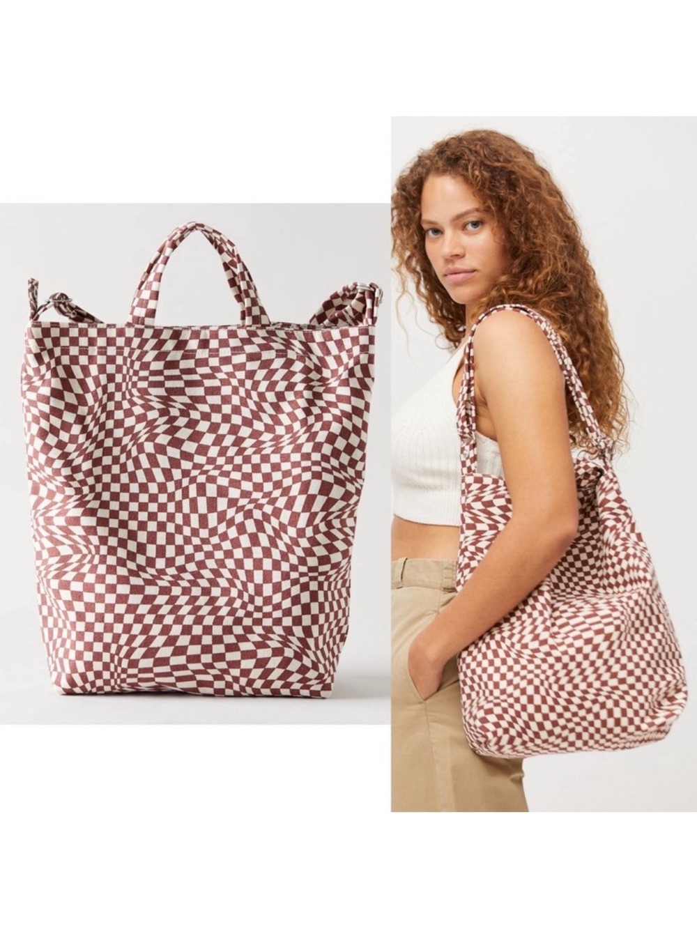 Baggu  Duck Bag Brown Trippy 
Checker Print